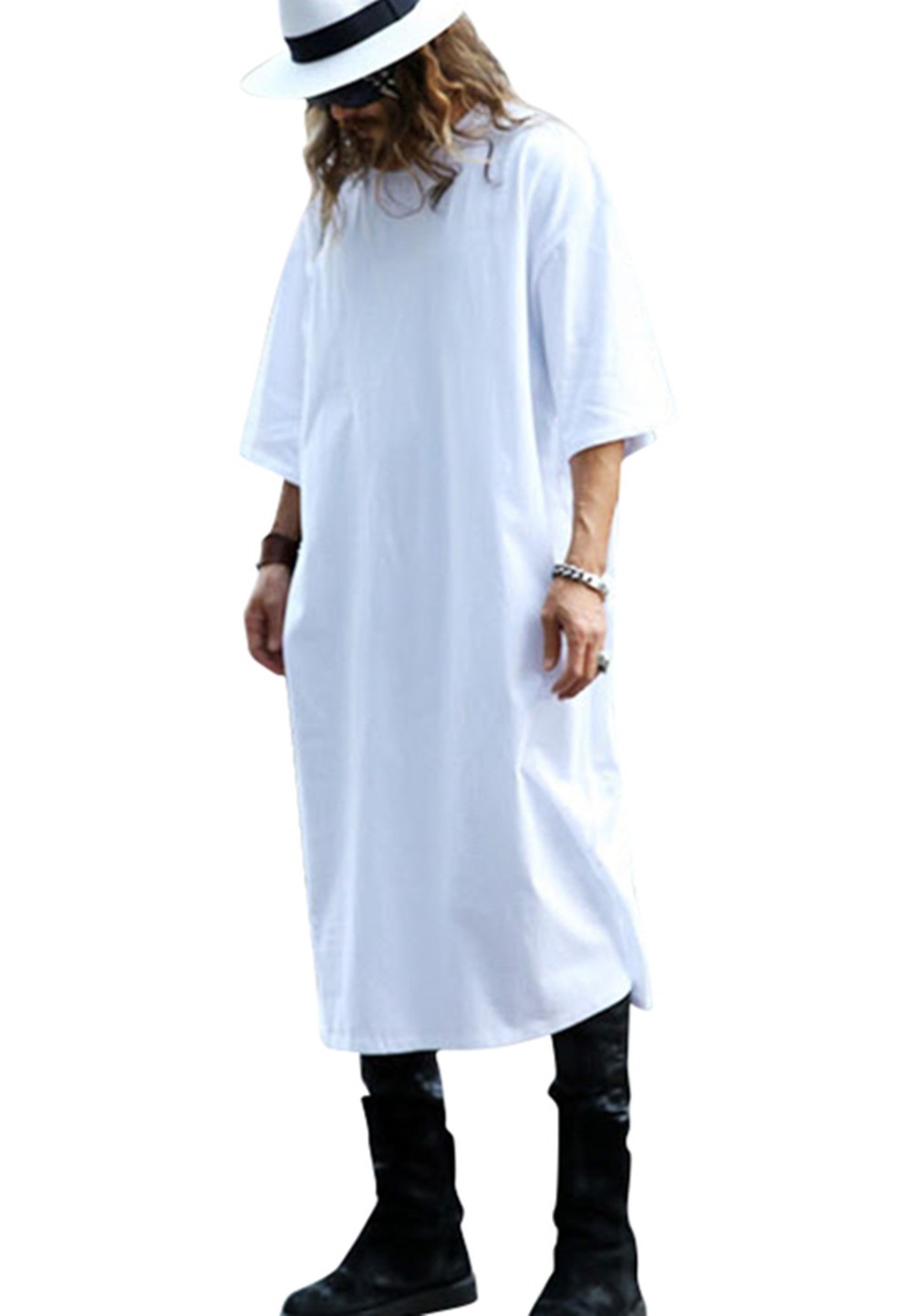 MOGU-Extra-Long-Tee-Shirts-For-Men-O-Neck-Extra-Long-Line-Tops-Tees-Solid-White-Color-T-shirt-Men-Bi-32372823985