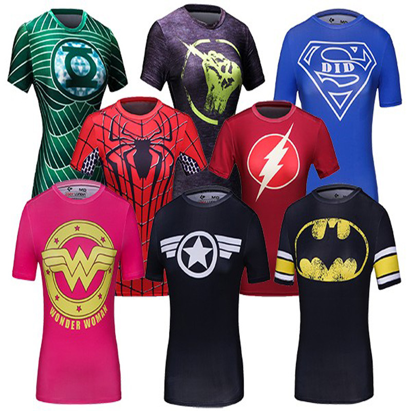 Marvel-Women--Armour-T-shirt-Superhero-Superman-Compression-T-Shirt-Female-Fitness-Tights-Under-Tee--32688534760