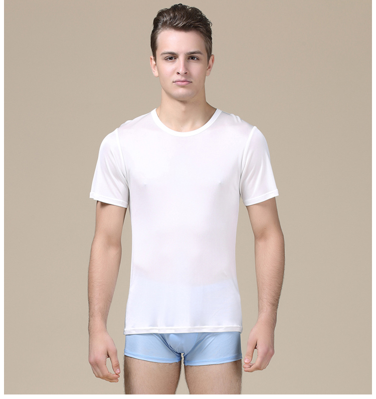 Men-basic-T-shirt-100Natural-Silk-Solid-shirt-Short-Sleeve-top-Mens-silk-top-White-Navy-Grey-2016-Ne-32648957269