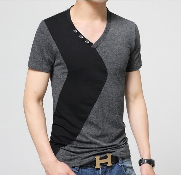 Mens-Patchwork-V-Neck-T-Shirts-Luxury-Casual-Slim-Fit-Stylish-Short-Sleeve-T-Shirt-Men-T-shirt--2016-32335866835