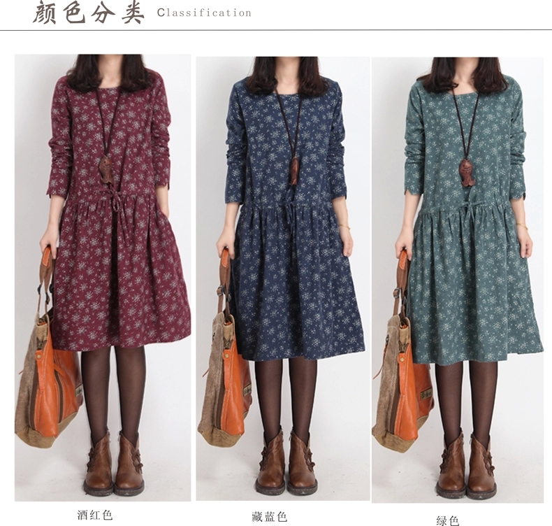Mferlier-Winter-Dress-Loose-O-Neck-Long-Sleeve-Women-Dress-Floral-Print-Cotton-Vintage-Dress-Size-M--32459134751