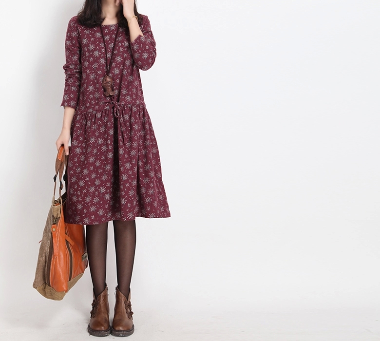 Mferlier-Winter-Dress-Loose-O-Neck-Long-Sleeve-Women-Dress-Floral-Print-Cotton-Vintage-Dress-Size-M--32459134751