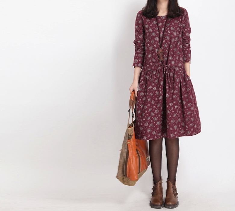 Mferlier-Winter-Dress-Loose-O-Neck-Long-Sleeve-Women-Dress-Floral-Print-Cotton-Vintage-Dress-Size-M--32459134751