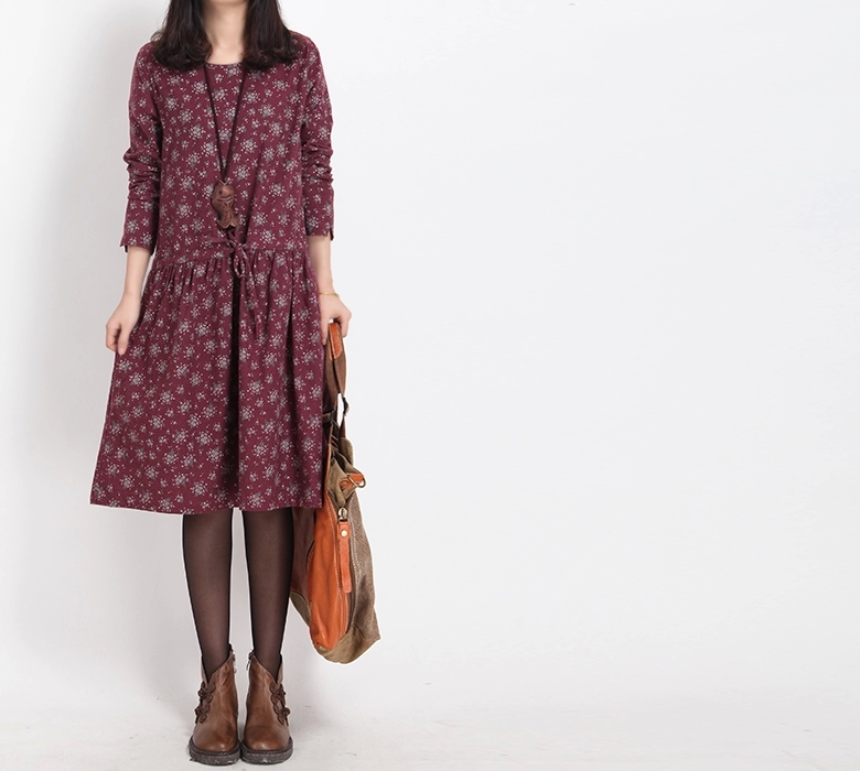 Mferlier-Winter-Dress-Loose-O-Neck-Long-Sleeve-Women-Dress-Floral-Print-Cotton-Vintage-Dress-Size-M--32459134751