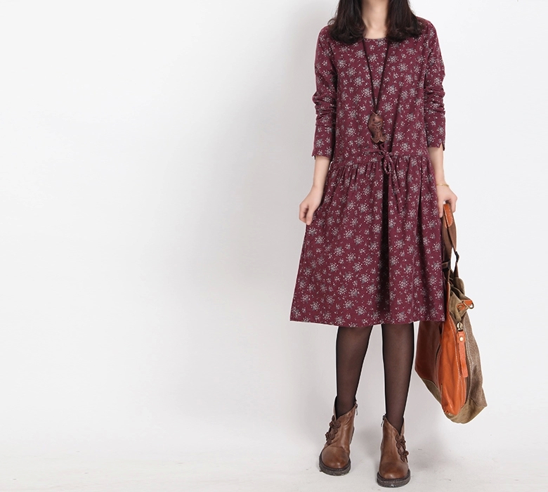 Mferlier-Winter-Dress-Loose-O-Neck-Long-Sleeve-Women-Dress-Floral-Print-Cotton-Vintage-Dress-Size-M--32459134751