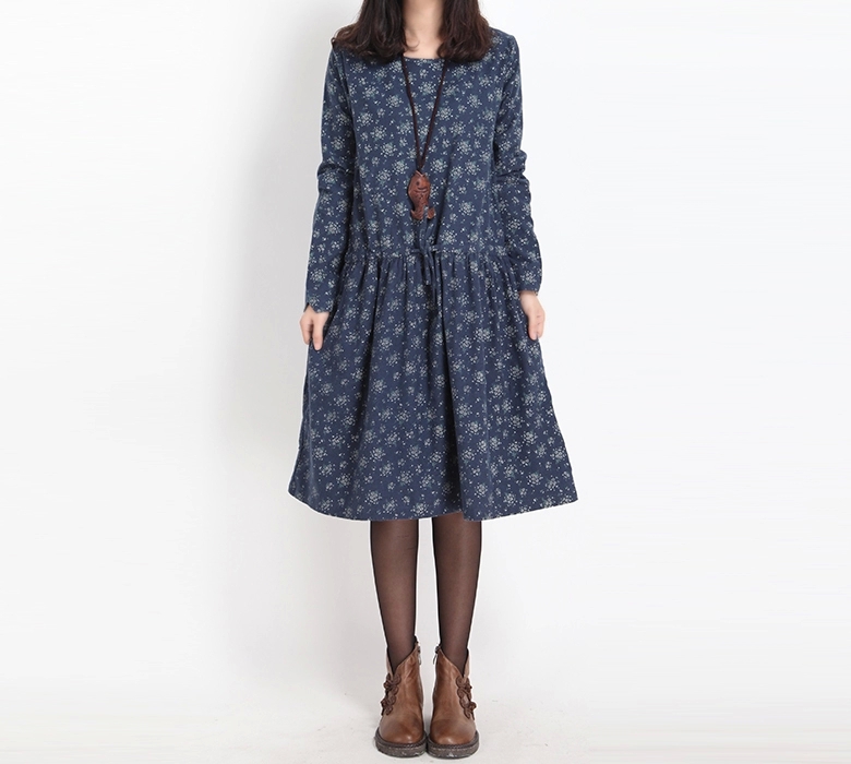 Mferlier-Winter-Dress-Loose-O-Neck-Long-Sleeve-Women-Dress-Floral-Print-Cotton-Vintage-Dress-Size-M--32459134751
