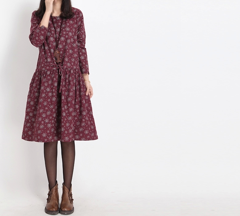 Mferlier-Winter-Dress-Loose-O-Neck-Long-Sleeve-Women-Dress-Floral-Print-Cotton-Vintage-Dress-Size-M--32459134751