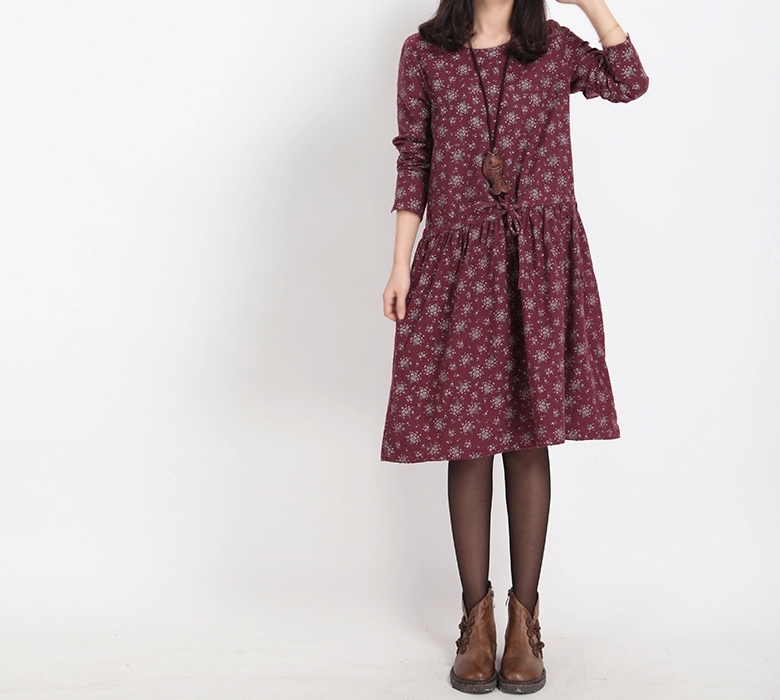 Mferlier-Winter-Dress-Loose-O-Neck-Long-Sleeve-Women-Dress-Floral-Print-Cotton-Vintage-Dress-Size-M--32459134751
