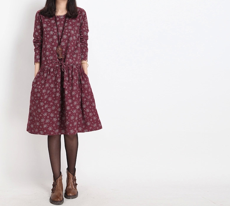 Mferlier-Winter-Dress-Loose-O-Neck-Long-Sleeve-Women-Dress-Floral-Print-Cotton-Vintage-Dress-Size-M--32459134751