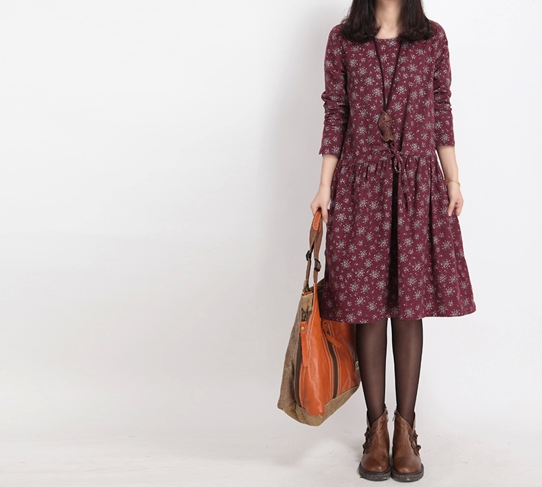 Mferlier-Winter-Dress-Loose-O-Neck-Long-Sleeve-Women-Dress-Floral-Print-Cotton-Vintage-Dress-Size-M--32459134751