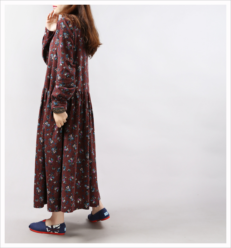 Mferlier-Women-Vintage-Long-Sleeve-Loose-Casual-One-Piece-Vintage-Dress-Floral-Print-Cotton-Maxi-Dre-32458082490