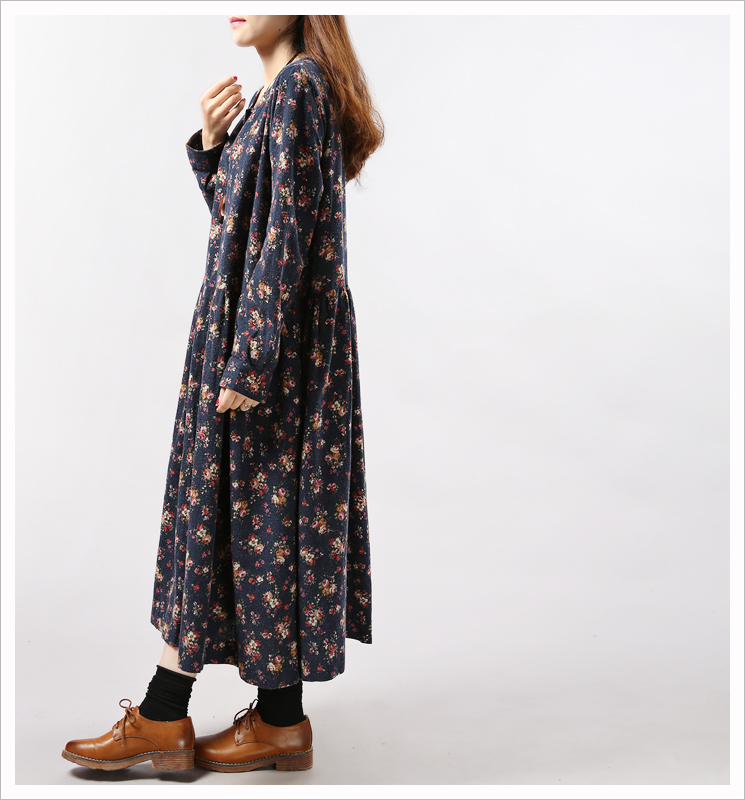 Mferlier-Women-Vintage-Long-Sleeve-Loose-Casual-One-Piece-Vintage-Dress-Floral-Print-Cotton-Maxi-Dre-32458082490