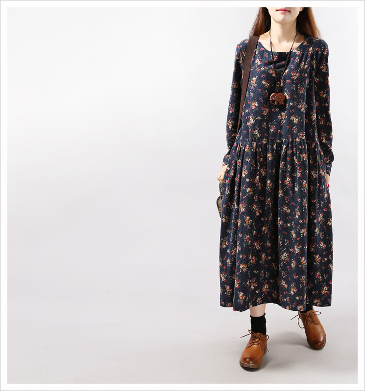 Mferlier-Women-Vintage-Long-Sleeve-Loose-Casual-One-Piece-Vintage-Dress-Floral-Print-Cotton-Maxi-Dre-32458082490