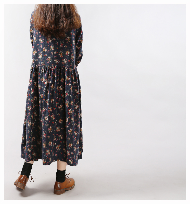 Mferlier-Women-Vintage-Long-Sleeve-Loose-Casual-One-Piece-Vintage-Dress-Floral-Print-Cotton-Maxi-Dre-32458082490