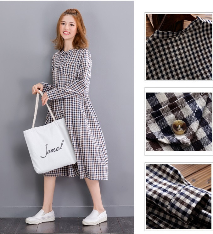 Mori-Girl-Autumn-Spring-Midi-Women-Dress-Sweet-Round-Neck-Plaid-Cotton-Linen-Femme-Robe-Vestidos-Lon-32765871457