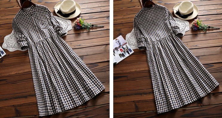 Mori-Girl-Autumn-Spring-Midi-Women-Dress-Sweet-Round-Neck-Plaid-Cotton-Linen-Femme-Robe-Vestidos-Lon-32765871457