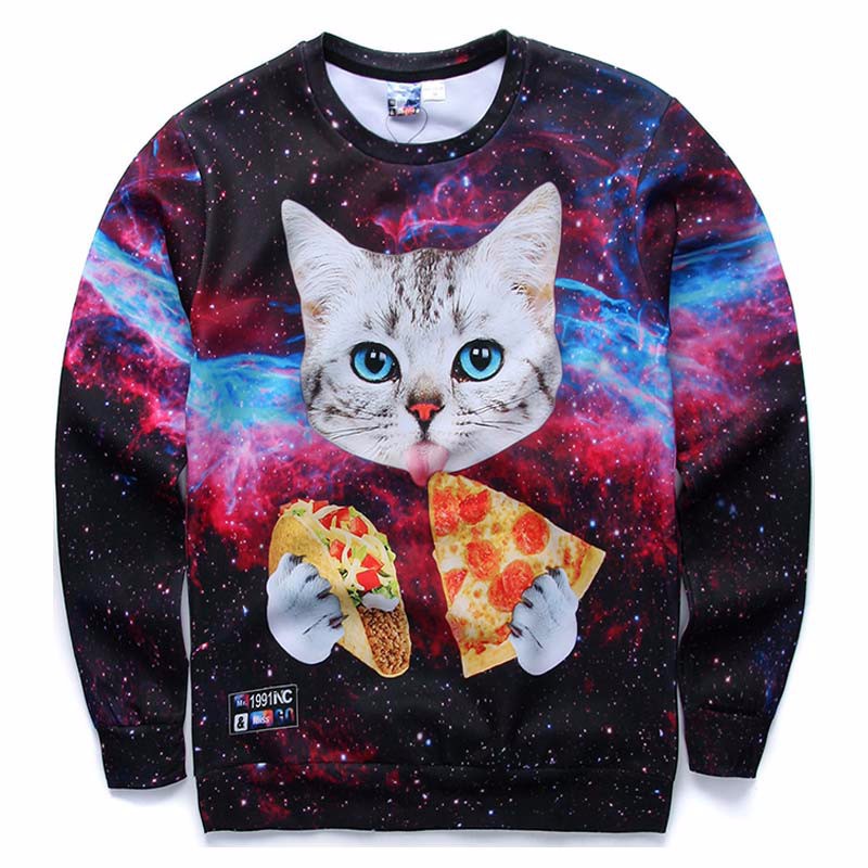 Mr1991INC-New-Galaxy-3d-sweatshirts-for-menwomen-casual-hoodies-funny-print-stars-night--cat-eating--32412316765