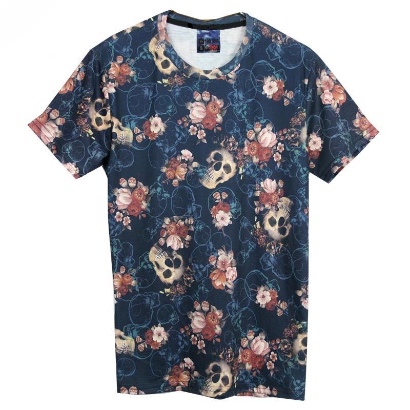 Mr1991INC-Skulls-Fashion-T-shirt-men39s-3d-Tshirt-Short-sleeve-shirt-funny-print-many-skull-flowers--1844443194