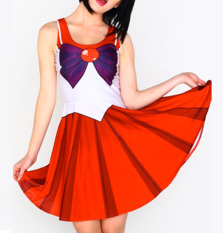 NEW--1070-Sexy-Girl-Women-Summer-cosplay-cute-bowknot-Sailor-Moon-3D-Prints-Reversible-Sleeveless-Sk-32654765038