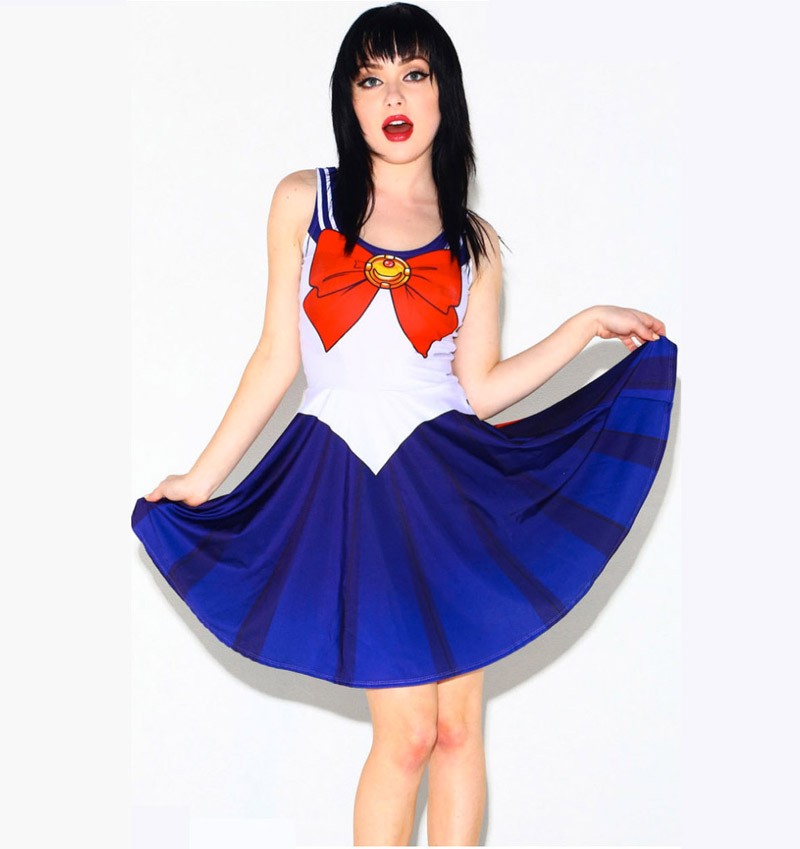 NEW--1070-Sexy-Girl-Women-Summer-cosplay-cute-bowknot-Sailor-Moon-3D-Prints-Reversible-Sleeveless-Sk-32654765038