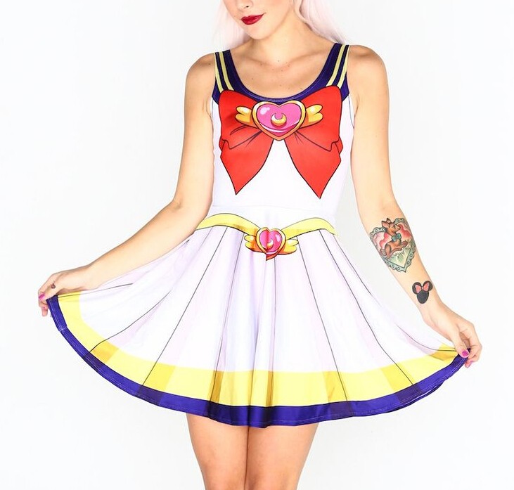 NEW--1070-Sexy-Girl-Women-Summer-cosplay-cute-bowknot-Sailor-Moon-3D-Prints-Reversible-Sleeveless-Sk-32654765038