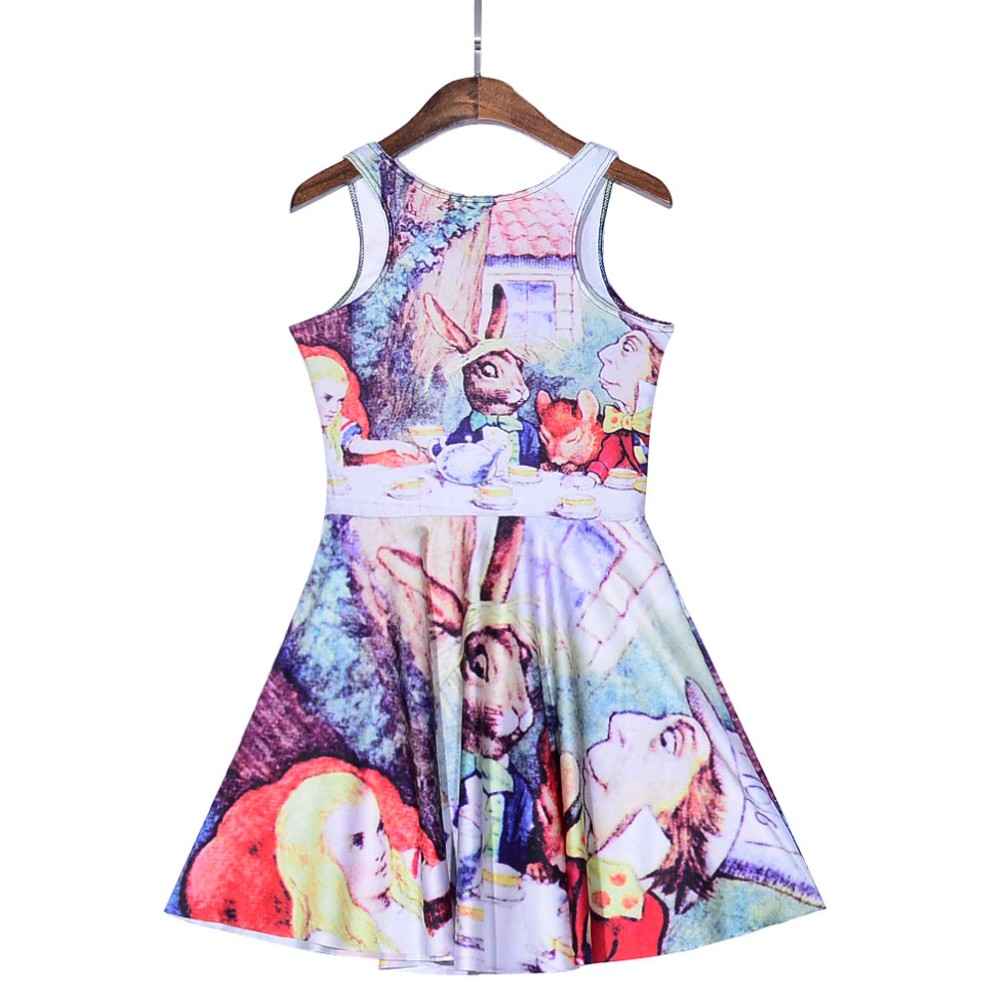 NEW--1186-Sexy-Girl-Women-Summer-comic-Alice-in-Wonderland-rabbit-3D-Prints-Reversible-Sleeveless-Sk-32656166401