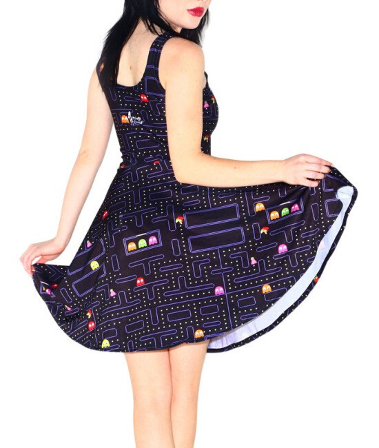 NEW-1099-Sexy-Girl-Women-Summer-classical-FC-PAC-MAN-game-3D-Prints-Reversible-Sleeveless-Skater-Ple-32648623066