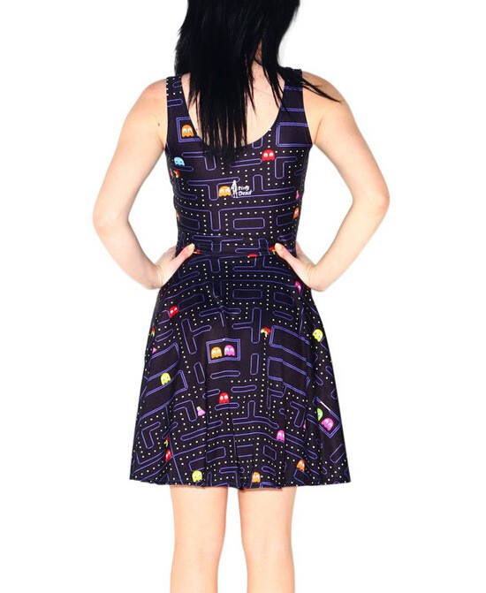 NEW-1099-Sexy-Girl-Women-Summer-classical-FC-PAC-MAN-game-3D-Prints-Reversible-Sleeveless-Skater-Ple-32648623066