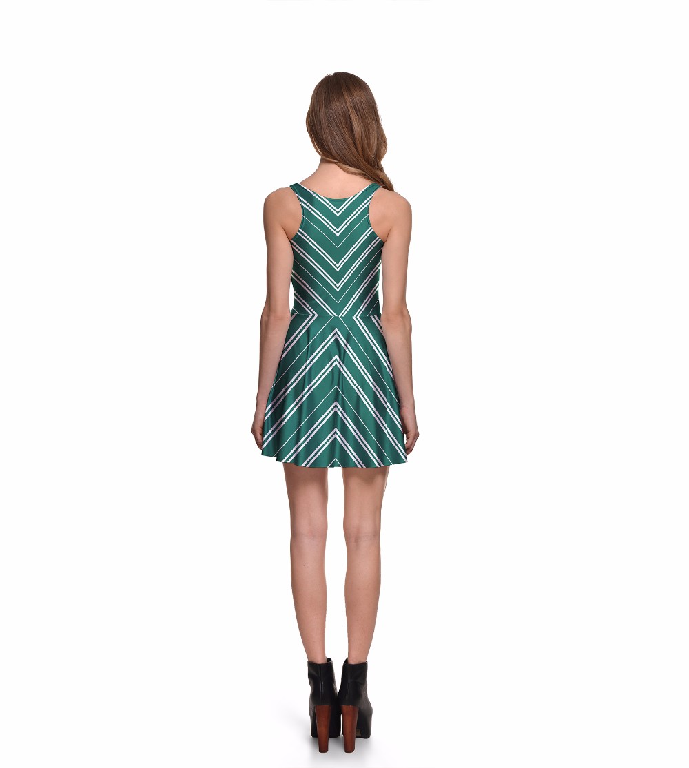 NEW-Arrival-1297-Sexy-Girl-Women-Summer-HP-Slytherin-Snake-Stripe-Hogwarts-3D-Print-Reversible-Sleev-32771975183