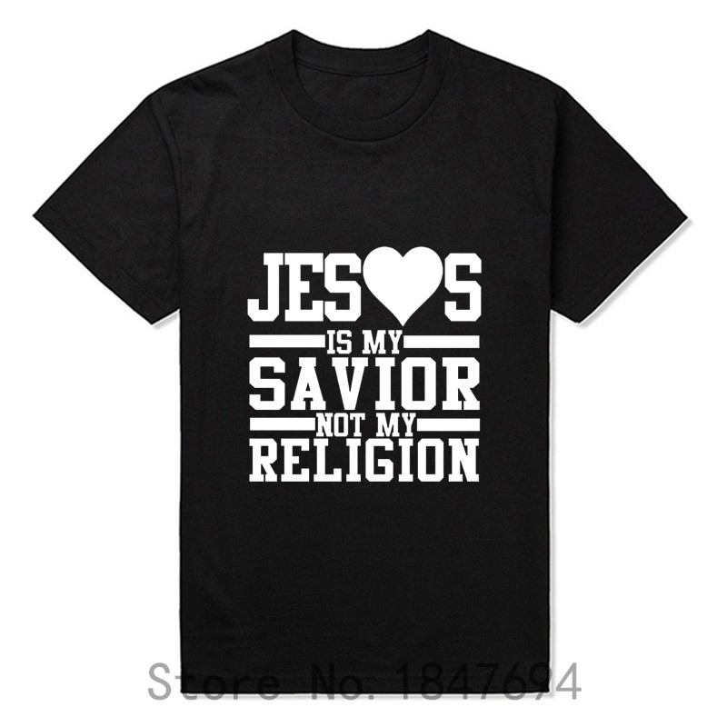 NEw-Fashion-Men39s-T-Shirt-quot-Jesus-Is-My-Savior-Not-My-Religion-quot-Printed-T-Shirt-cotton-100-F-32485674409