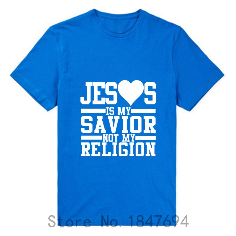 NEw-Fashion-Men39s-T-Shirt-quot-Jesus-Is-My-Savior-Not-My-Religion-quot-Printed-T-Shirt-cotton-100-F-32485674409