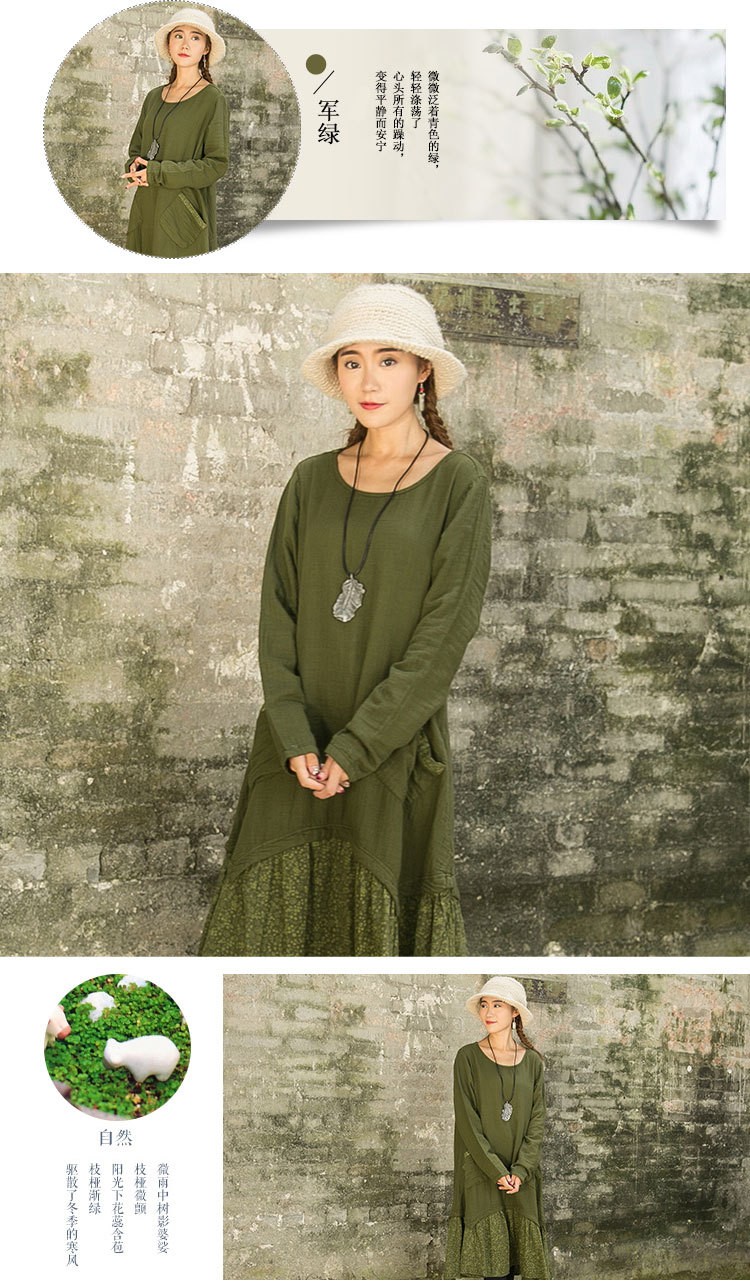 NINI-WONDERLAND-New-2016-spring-printing-cotton-linen-casual-dress-Long-sleeve-loose-waist-vintage-d-32589233609