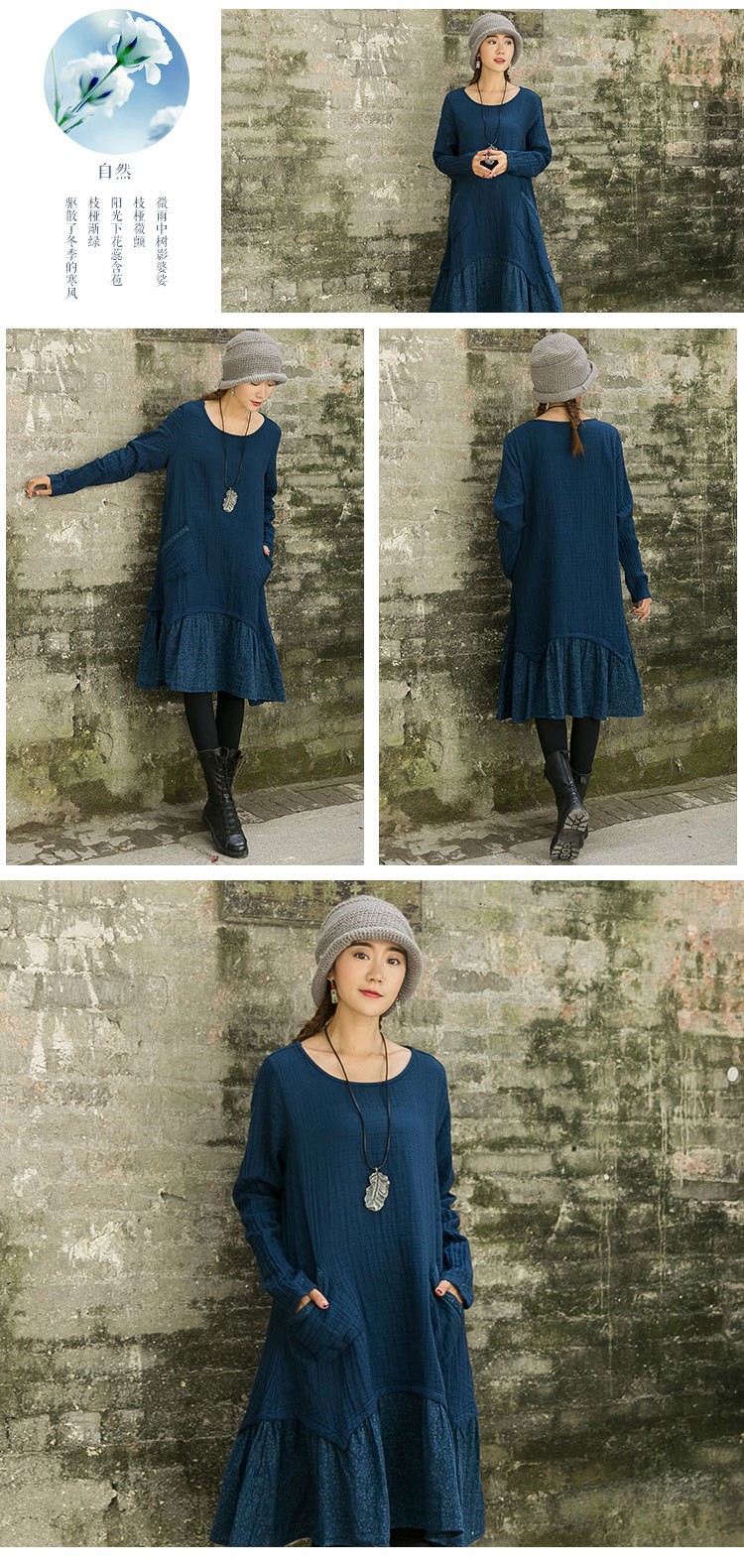 NINI-WONDERLAND-New-2016-spring-printing-cotton-linen-casual-dress-Long-sleeve-loose-waist-vintage-d-32589233609