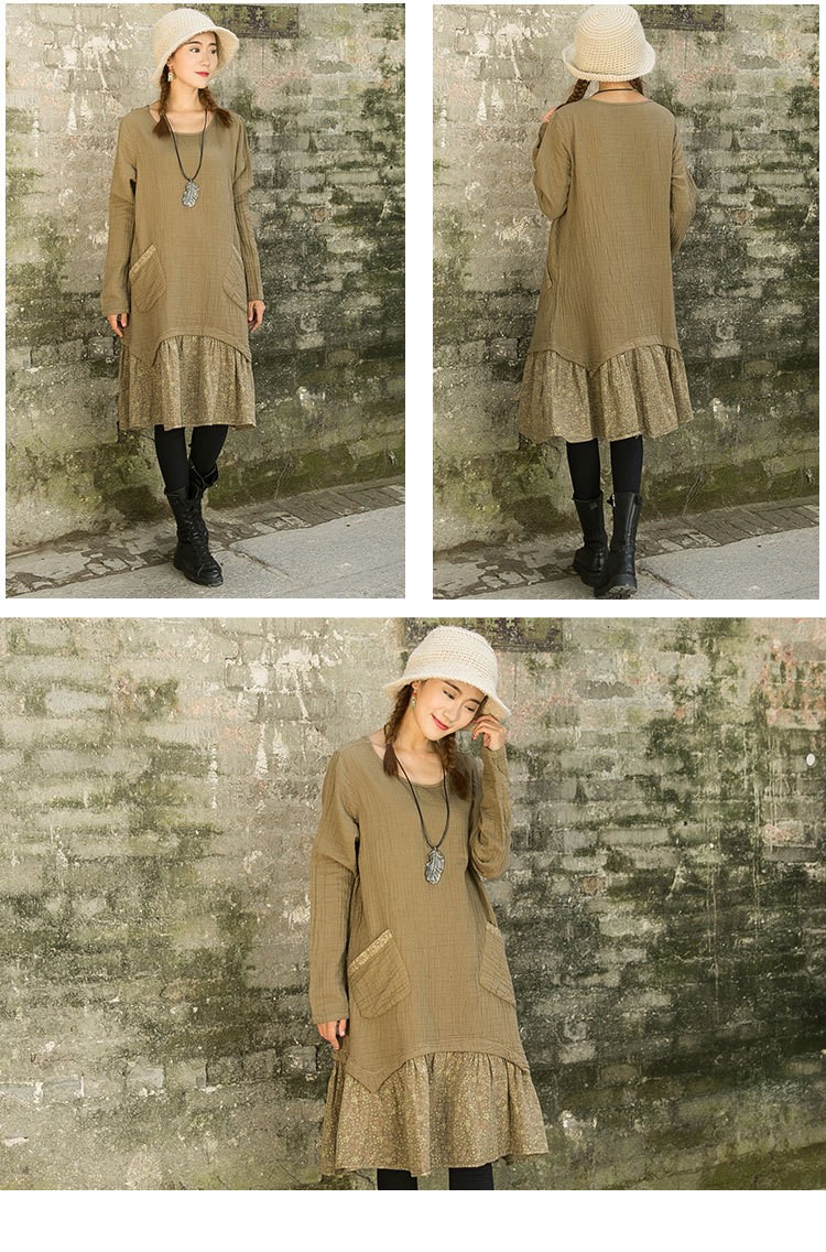 NINI-WONDERLAND-New-2016-spring-printing-cotton-linen-casual-dress-Long-sleeve-loose-waist-vintage-d-32589233609