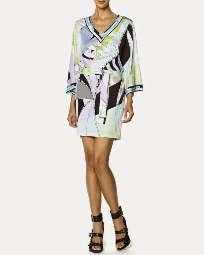 New-2014-Designer-Luxury-Brands-Women39s-V-Neck-Geometric-Print-Plus-Size-XXL-Stretch-Jersey-Silk-Dr-2029843127