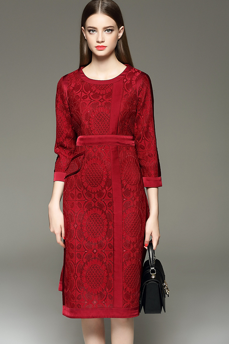 New-2015-autumn-winter-fashion-women-luxury-sexy-black-red-lace-dress-a-line-hollow-out-mesh-elegant-32522589131