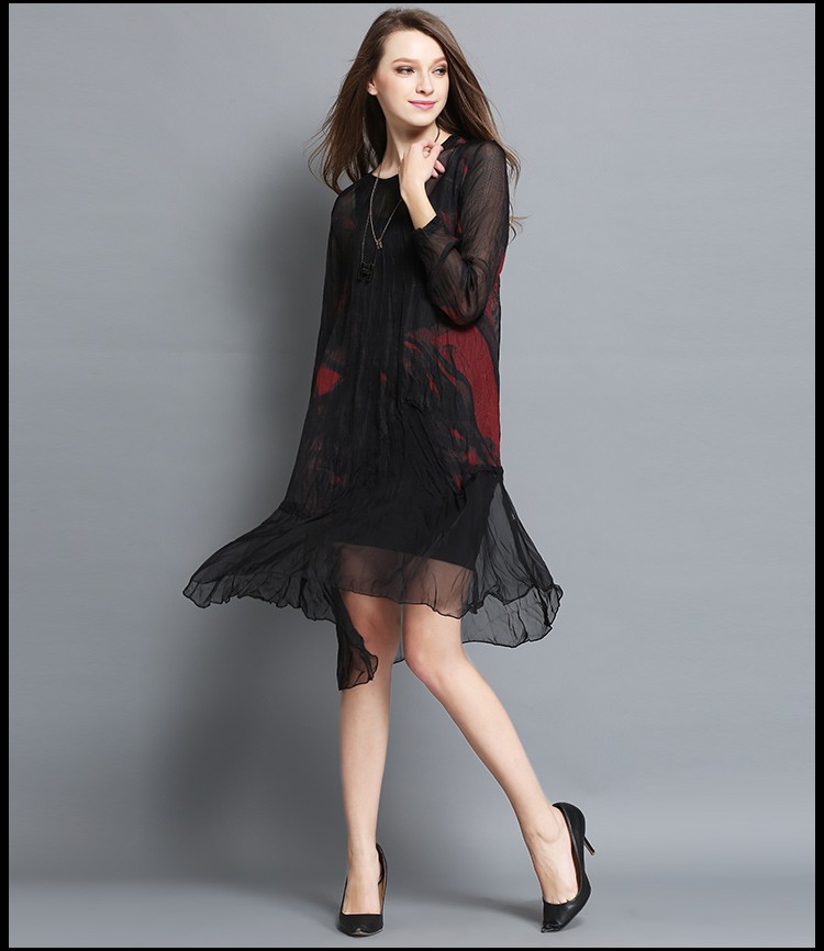 New-2016-Spring-women-knee-length-dress-perspective-dress-Plus-Size-ink-printed-chiffon-dress-asymme-32597152922