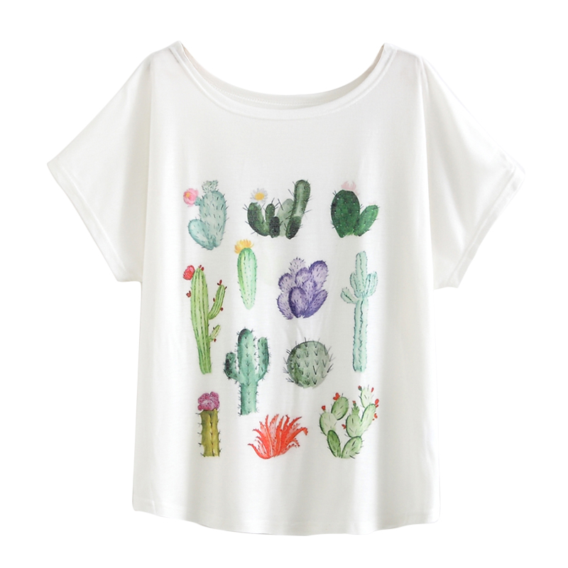 New-2017-Summer-Women-Desert-Cactus-Print-T-Shirts-Cute-Casual-Short-Sleeve-Girl-T-Shirts-O-Neck-Gra-32742231580
