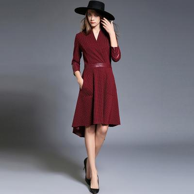 New-Europe-2016-Autumn-Winter-Women39s-Slim-Houndstooth-Wool-Dresses-Femme-Casual-Sashes-Clothing-Wo-32728403780