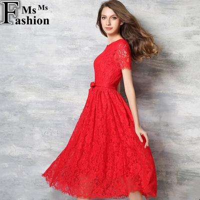 New-Europe-2016-Summer-Women39s-Lace-Embroidery-Stitching-Chiffon-Long-Dresses-Femme-Casual-Slim-Clo-32649773226