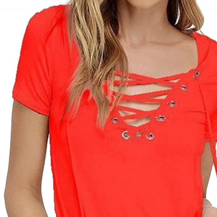 New-European-Fashion-Lace-Up-Summer-T-Shirt-Women-Sexy-V-Neck-Hollow-Out-Top-Casual-Short-Sleeve-Bas-32796912769