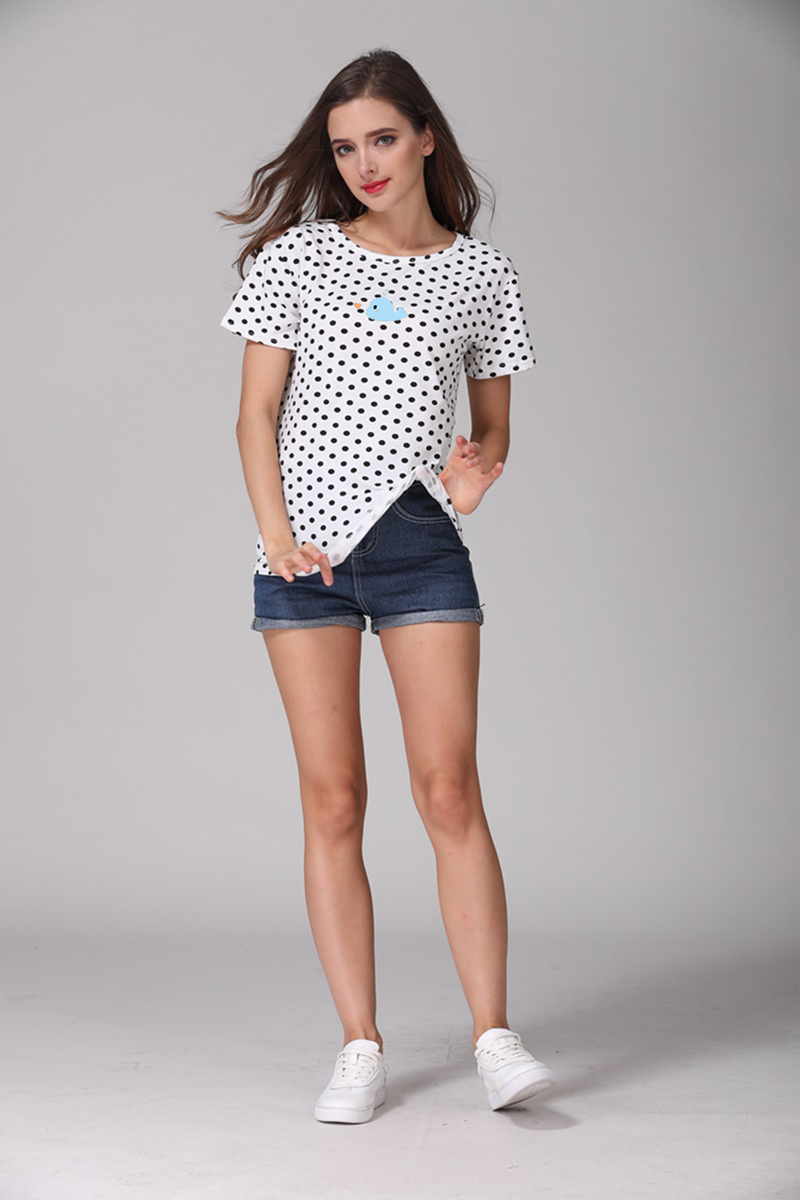 New-Fashion-Women39s-Summer-T-Shirt-Dots-Girls39-Basic-Bottoming-Polka-Dots-Printed-Short-Sleeve-Top-32620471999