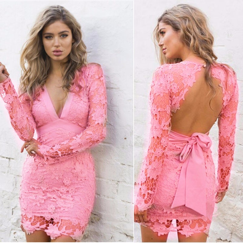 New-Hollow-Out-Lace-Dress-Women-Sexy-Backless-Vestidos-De-Festa-2018-Bow-Tied-Robe-Femme-Deep-V-Neck-32787886210