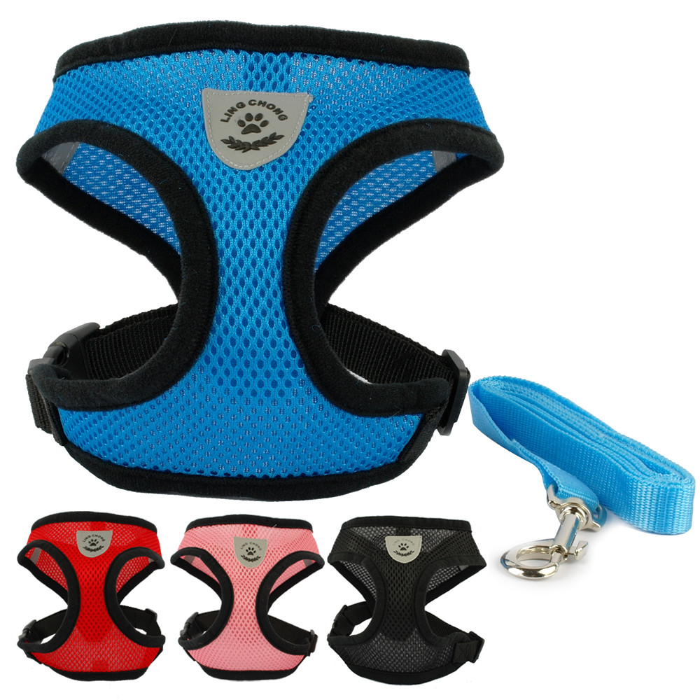 New-Soft-Breathable-Air-Nylon-Mesh-Puppy-Dog-Pet-Cat-Harness-and-Leash-Set-32498273465