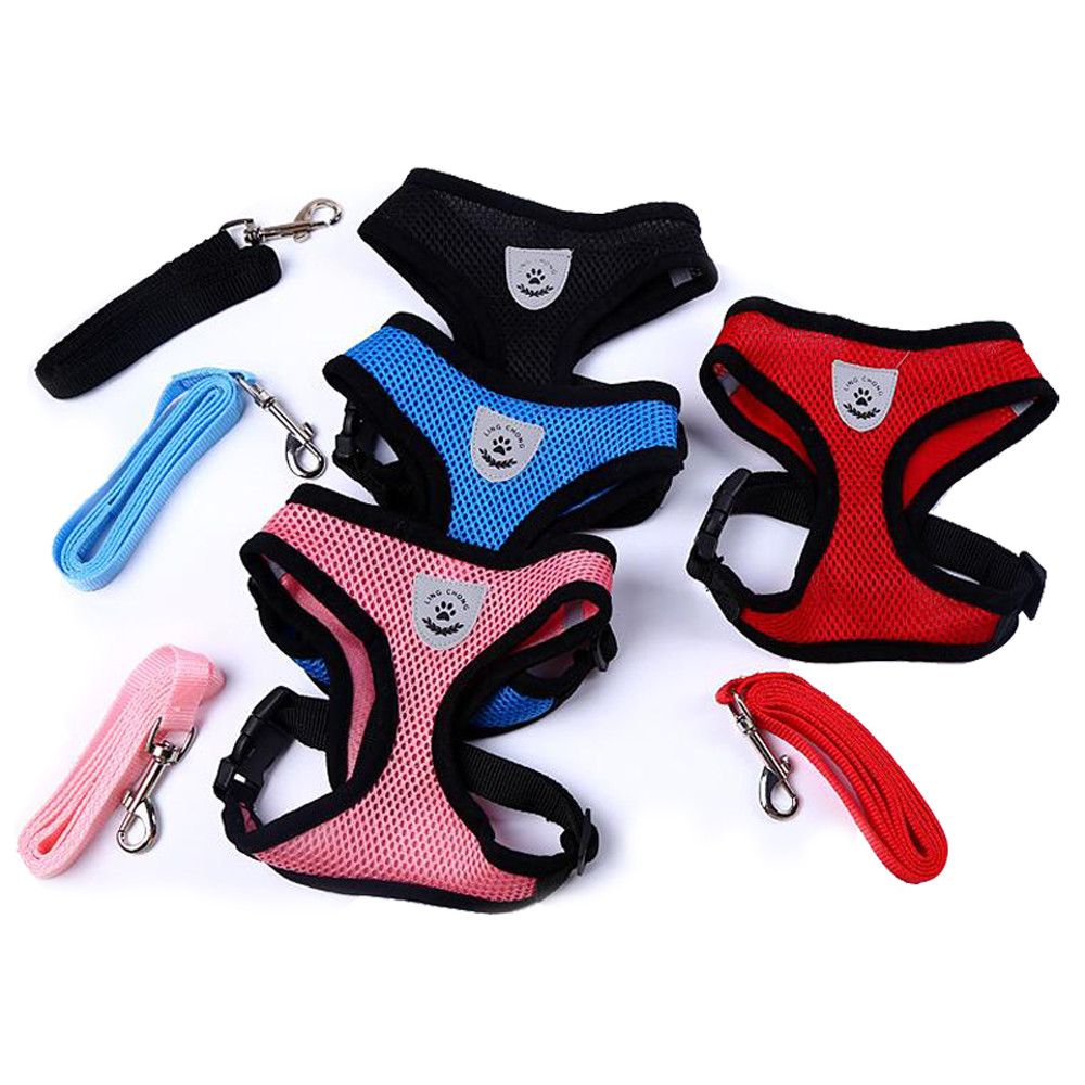 New-Soft-Breathable-Air-Nylon-Mesh-Puppy-Dog-Pet-Cat-Harness-and-Leash-Set-32498273465