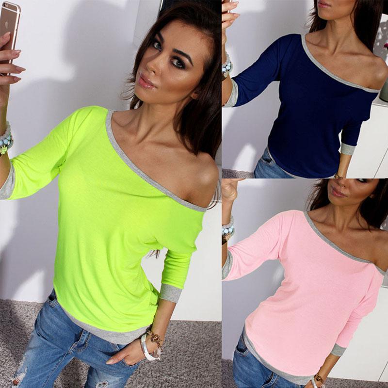 New-Spring-Sexy-Women-Long-Sleeve-Loose-Casual-Off-Shoulder-Tees-T-shirt-Tops-Multicolor-Female-Plus-32775556915