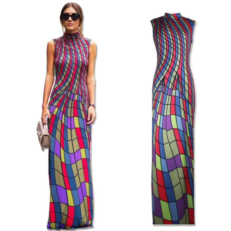 New-Vintage-Sleeveless-Plaid-Long-Print-Dresses-Turtleneck-Autumn-Women-Maxi-Dress-Vestidos-32731251659
