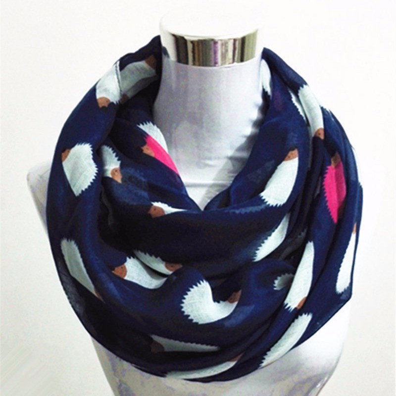 New-Women-Ladies-Fashion-Viscose-Cotton-Hedgehog-Print-infinity-scarf-Fashion-Animal-Scarves-Shawl-W-32514682778