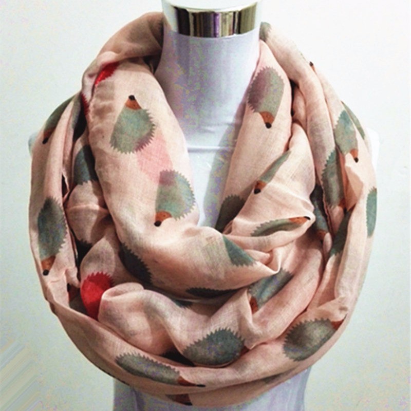 New-Women-Ladies-Fashion-Viscose-Cotton-Hedgehog-Print-infinity-scarf-Fashion-Animal-Scarves-Shawl-W-32514682778