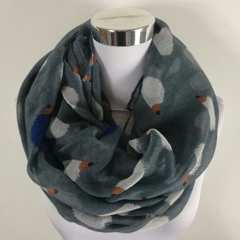 New-Women-Ladies-Fashion-Viscose-Cotton-Hedgehog-Print-infinity-scarf-Fashion-Animal-Scarves-Shawl-W-32514682778